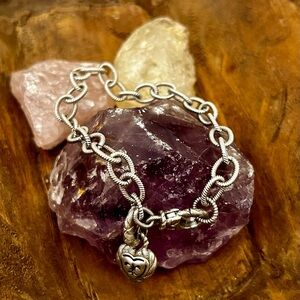 Judith Ripka Sterling bracelet with removable heart charm